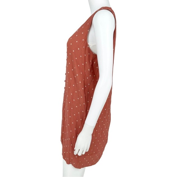 Madewell Women Orange Heather Button-Front Dress Midi Polka Dot Size Medium - Picture 3 of 6